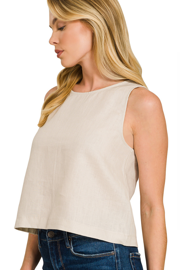 Zen Everyday Linen Tank (Sand Beige)