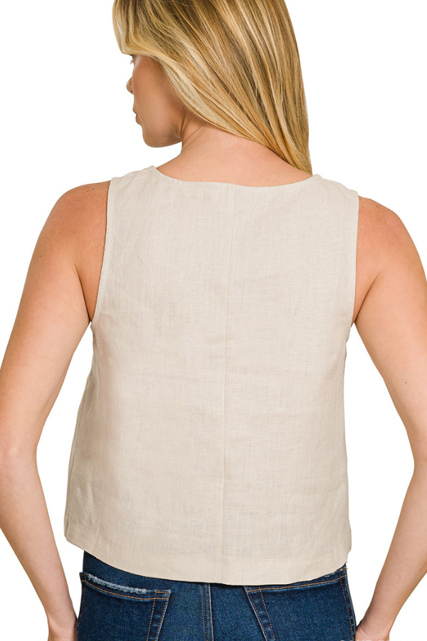 Zen Everyday Linen Tank (Sand Beige)