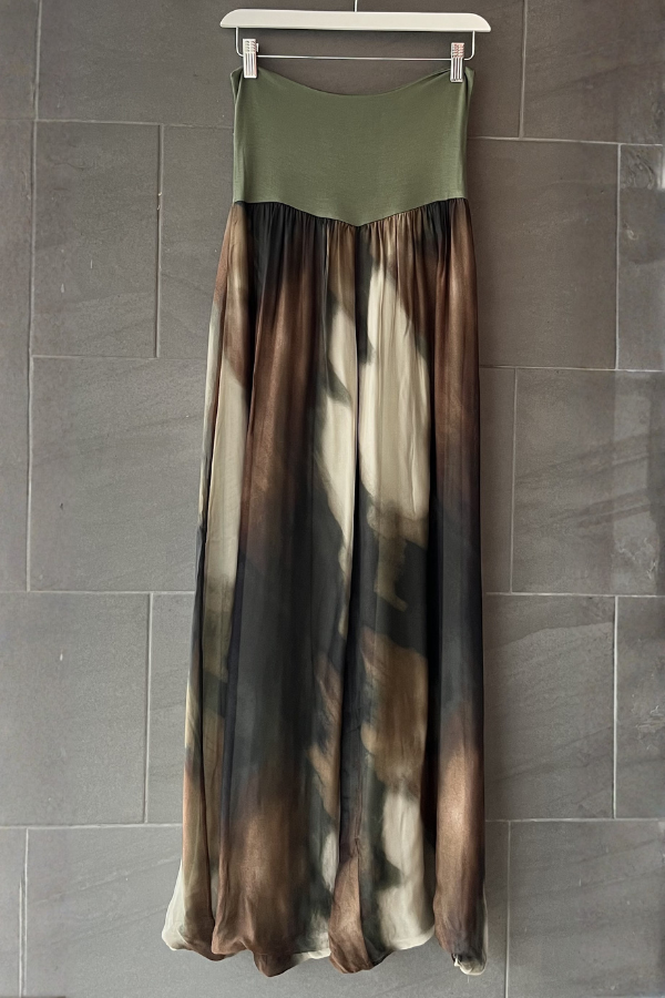 Meo Silk Tie Dye Pants (Army/Coffee)