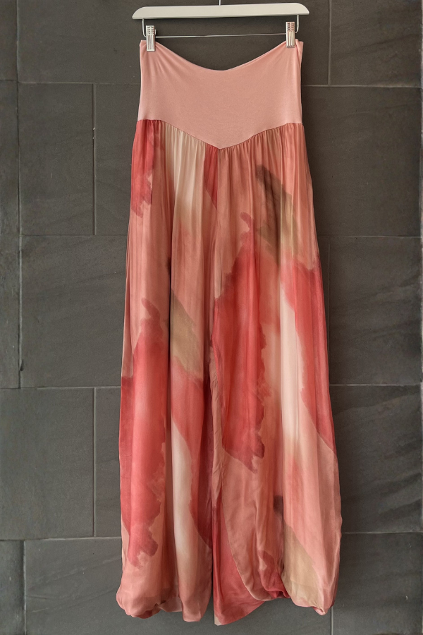 Meo Silk Tie Dye Pants (Pink Tie Dye)