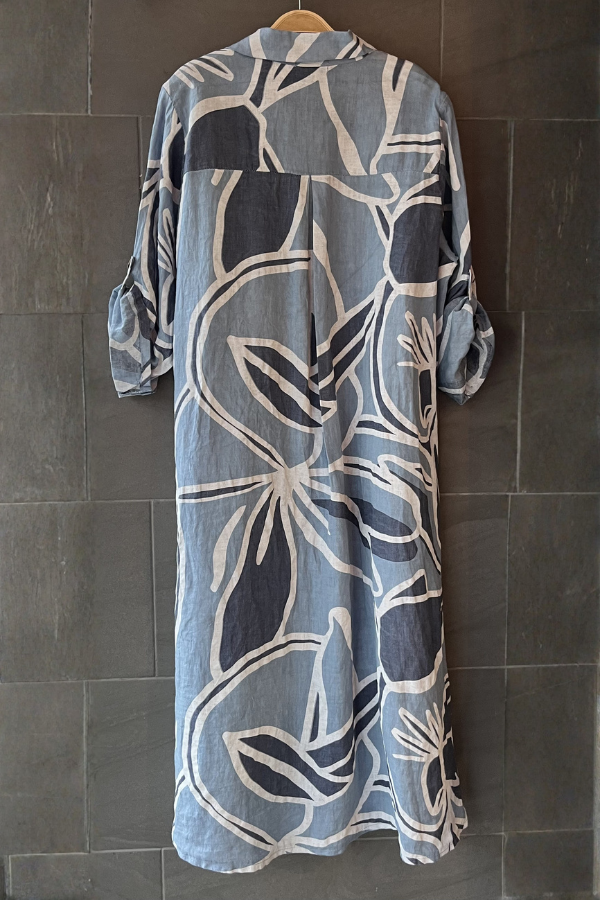 Meo Linen Cardigan Dress (Denim)