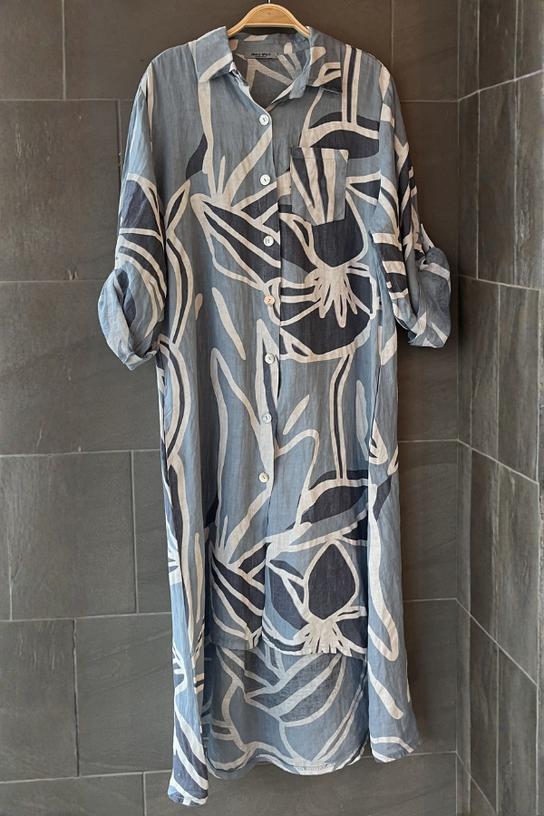 Meo Linen Cardigan Dress (Denim)