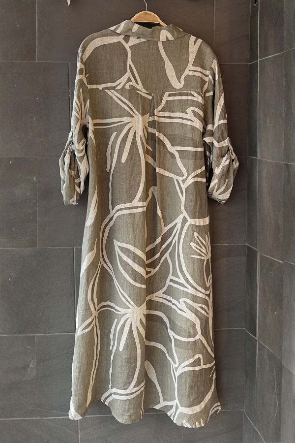 Meo Linen Cardigan Dress (Taupe)