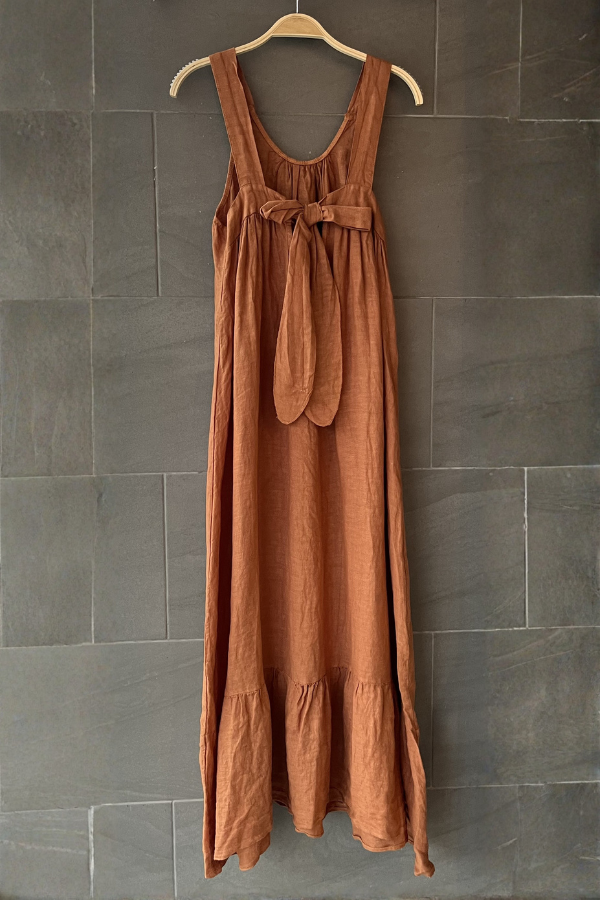 Meo Linen Siena Dress (Saddle Brown)