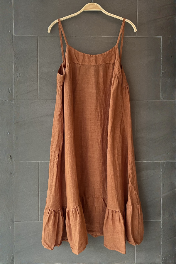 Meo Linen Genoa Dress (Saddle Brown)