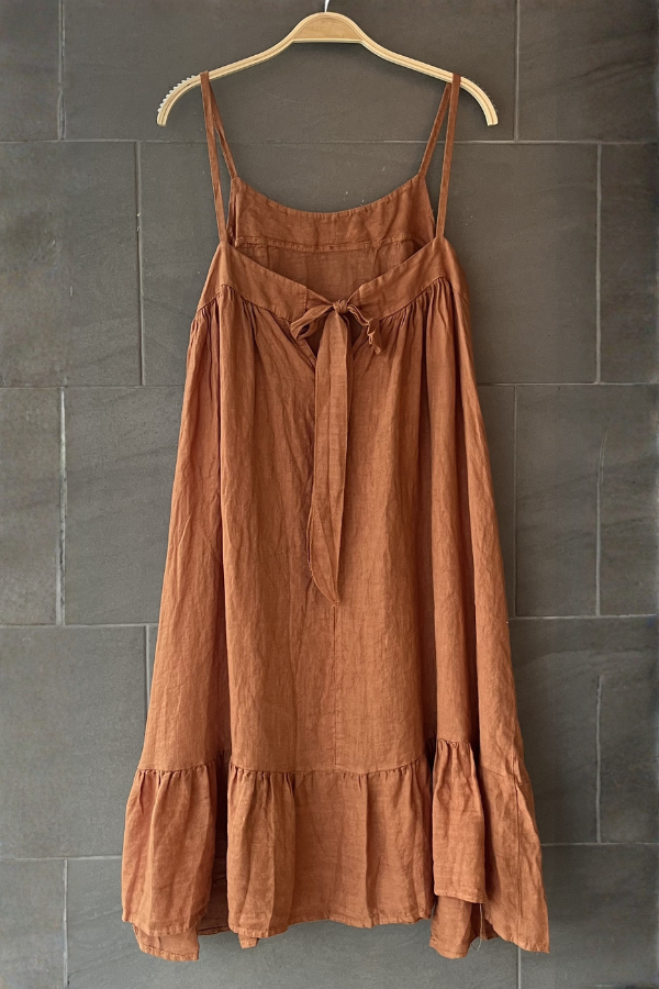Meo Linen Genoa Dress (Saddle Brown)