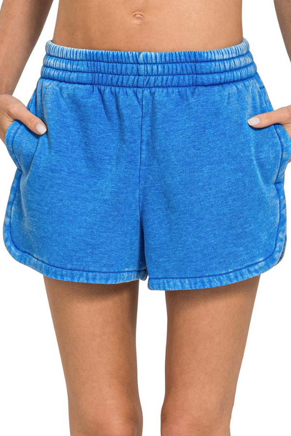 Zen Acid Wash Sweat Shorts (Ocean Blue)