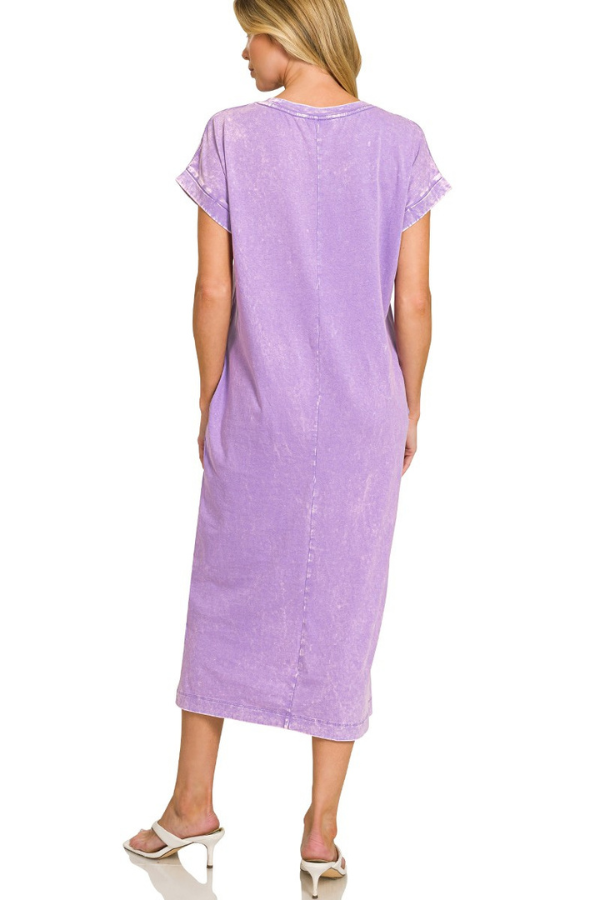 Zen Cotton T-Shirt Midi Dress (Lavender)