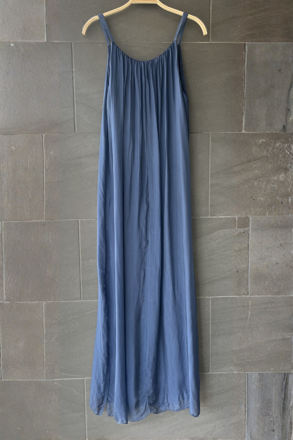 Meo Silk Maxi Dress (Dark Denim)