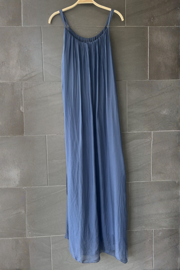 Meo Silk Maxi Dress (Dark Denim)
