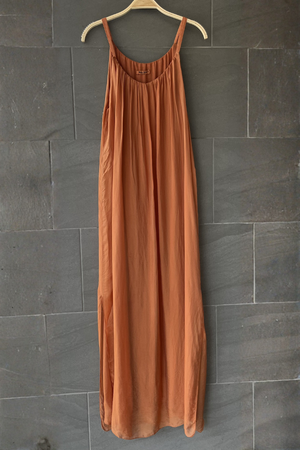 Meo Silk Maxi Dress (Rust)