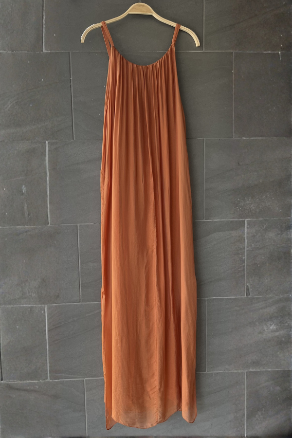 Meo Silk Maxi Dress (Rust)