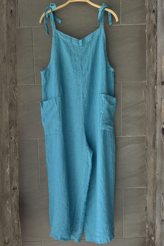 Lighter Days Linen Jumpsuit (Ocean)