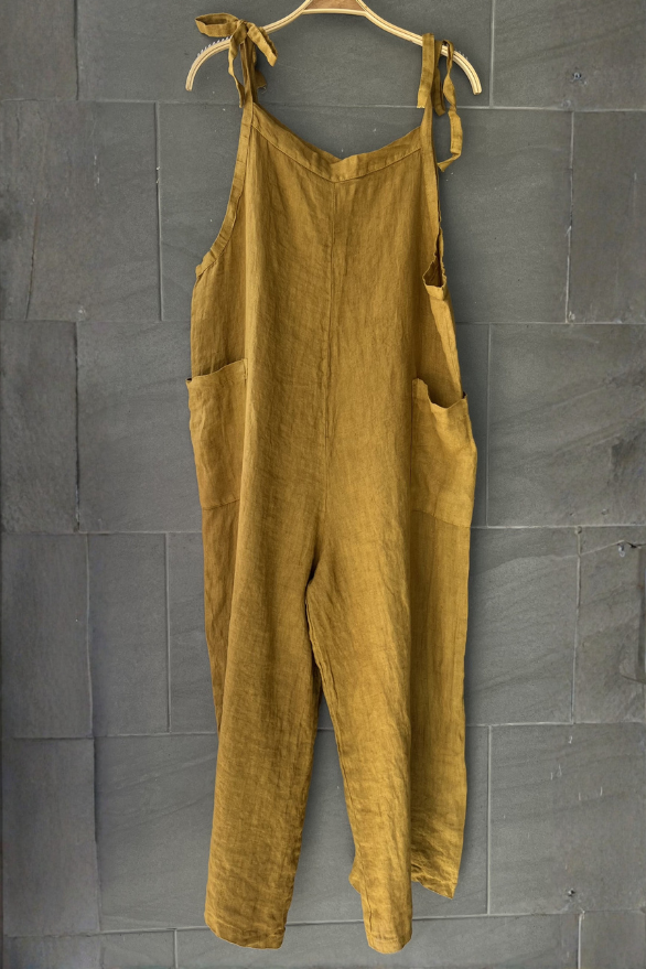 Lighter Days Linen Jumpsuit (Mustard)
