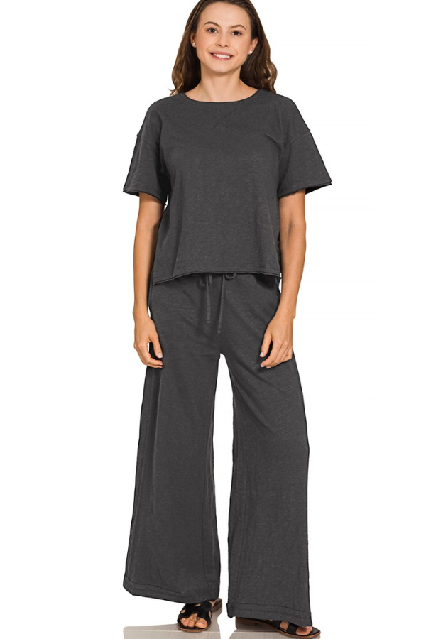Zen Cotton Slub Lounge Set (Black)
