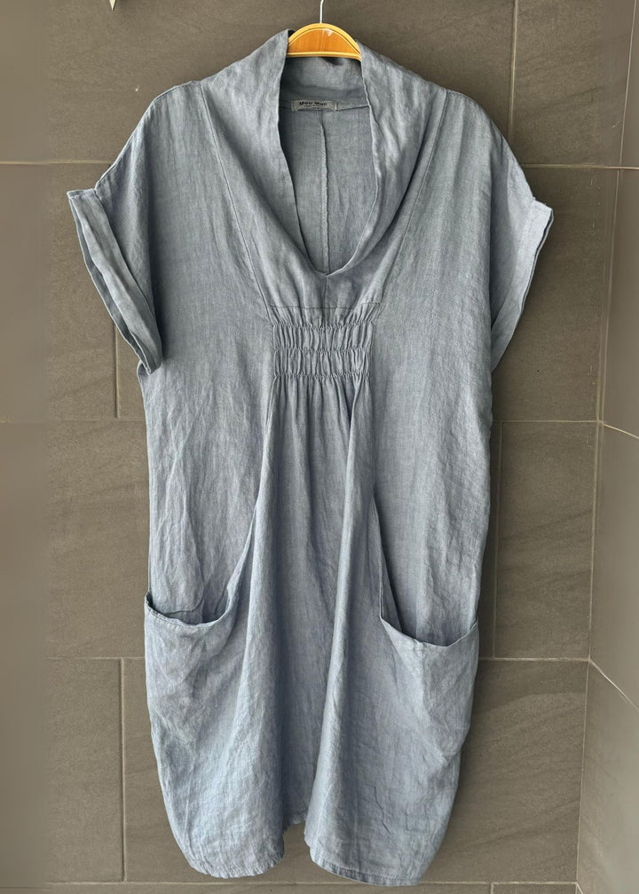 Meo Linen Pocket Dress (Light Denim)