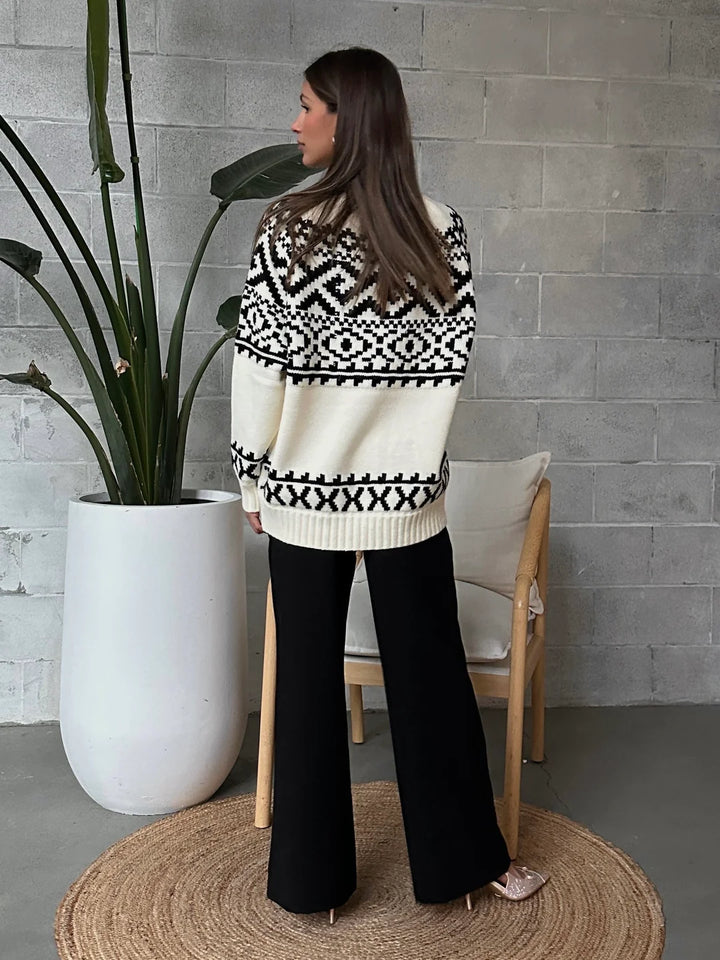 Brunette The Label Fair Isle Knit Sweater (Cream)
