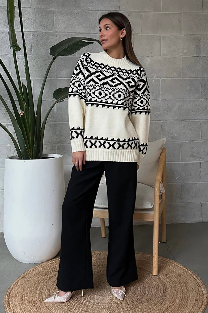 Brunette The Label Fair Isle Knit Sweater (Cream)