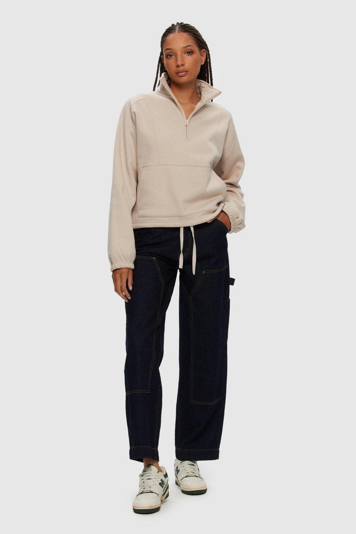 Kuwalla Oversized Half Zip Sweater (Cream)