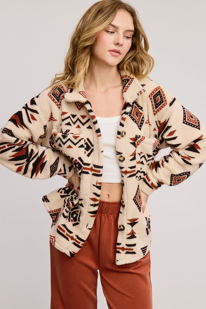 Jolie Sherpa Aztec Jacket (Ivory)