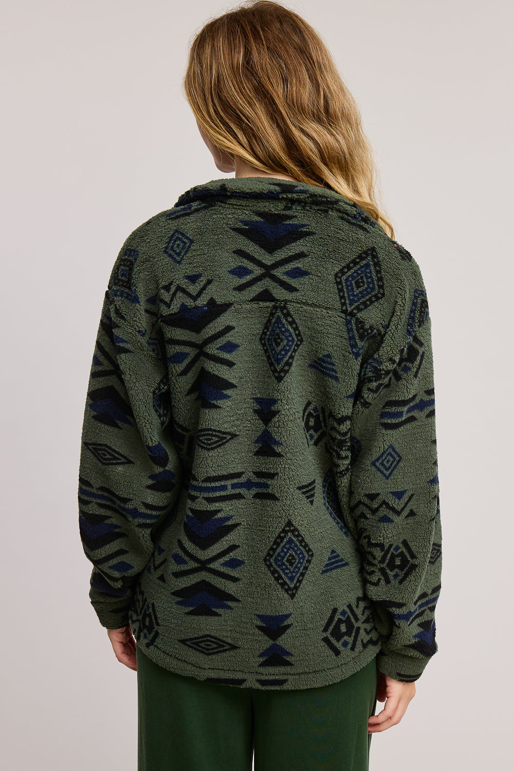 Jolie Sherpa Aztec Jacket (Olive)