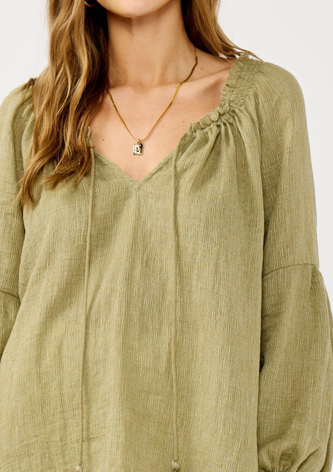 Lovestitch Everleigh Poet Blouse (Olive)