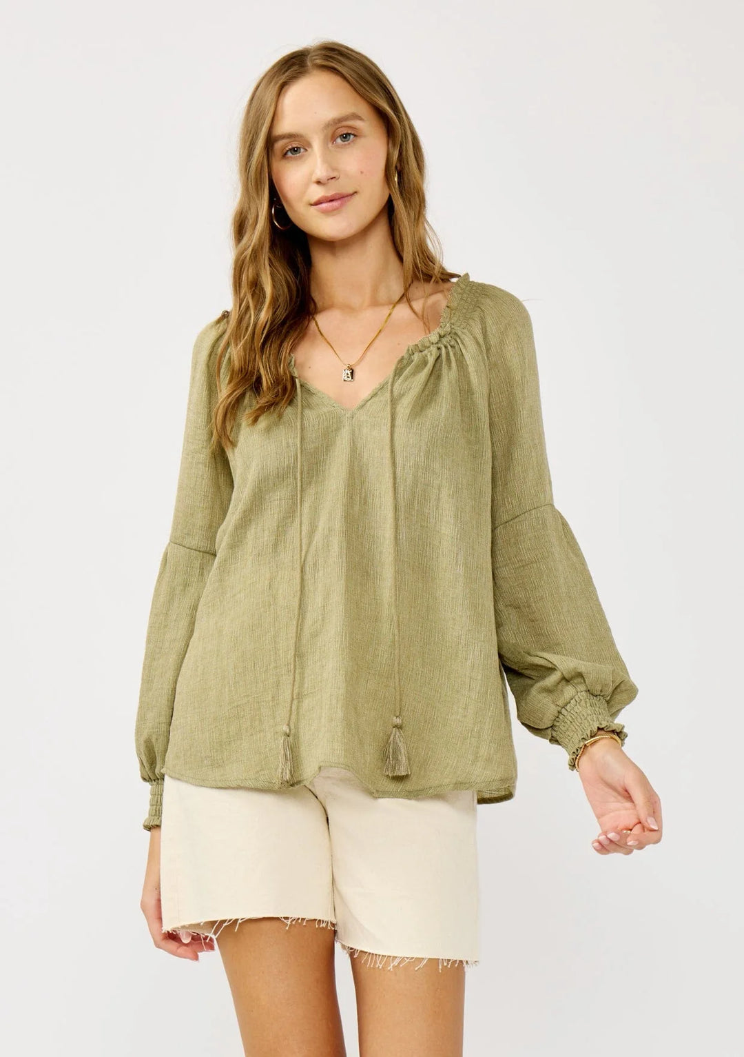 Lovestitch Everleigh Poet Blouse (Olive)
