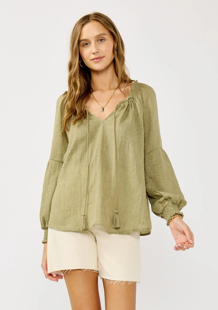 Lovestitch Everleigh Poet Blouse (Olive)