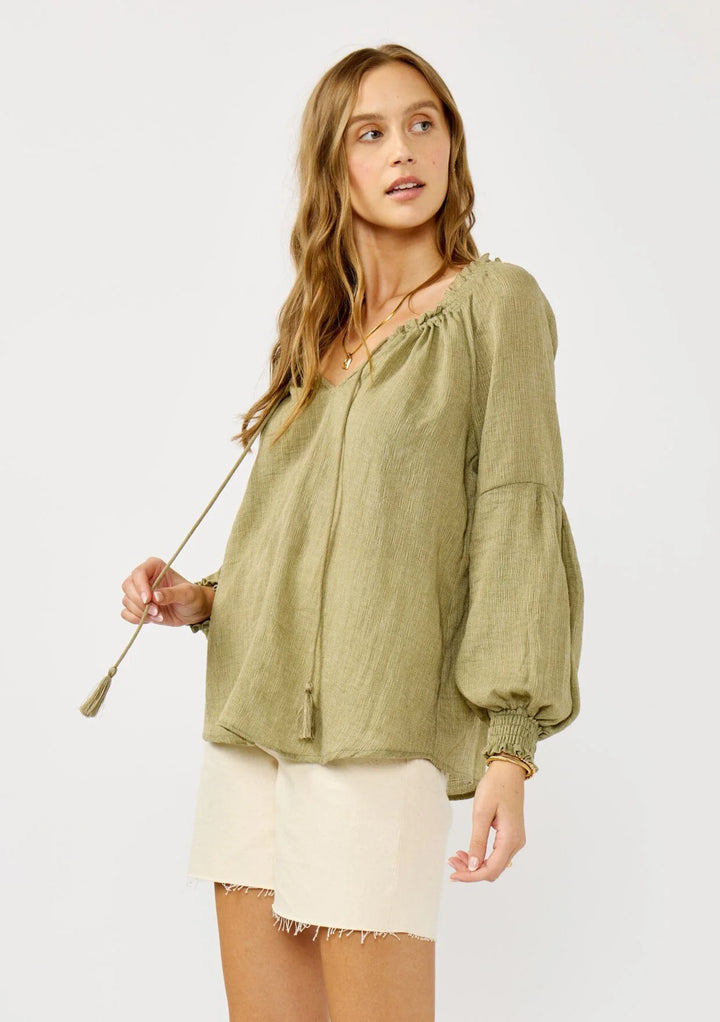 Lovestitch Everleigh Poet Blouse (Olive)