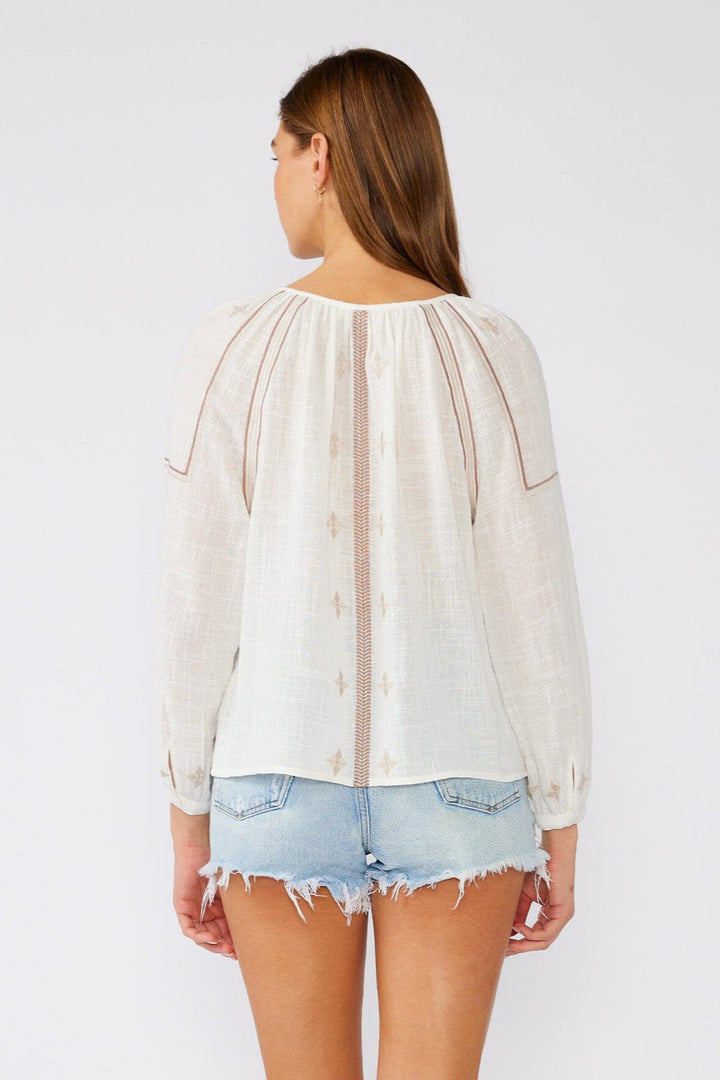 Lovestitch Myrah Cotton Blouse (White/Taupe)