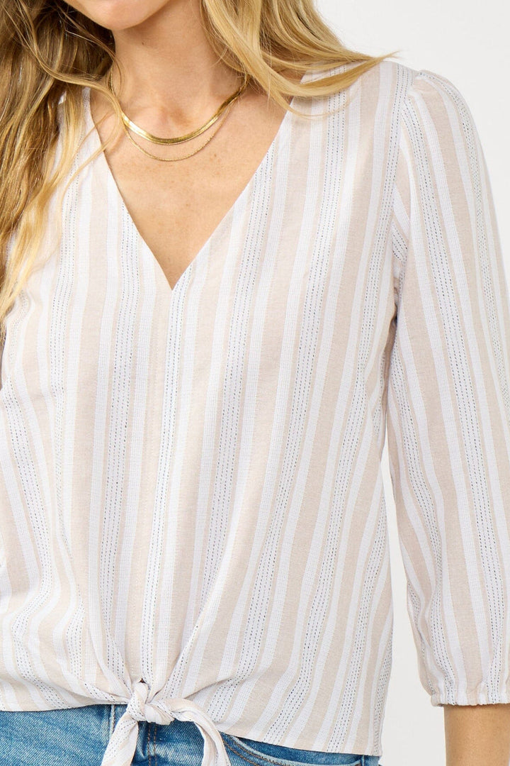 Lovestitch Nia Striped Tie Front Top