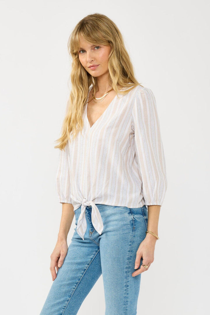 Lovestitch Nia Striped Tie Front Top