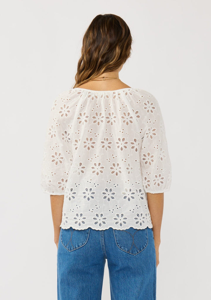 Lovestitch Nina Cotton Eyelet Top (White)