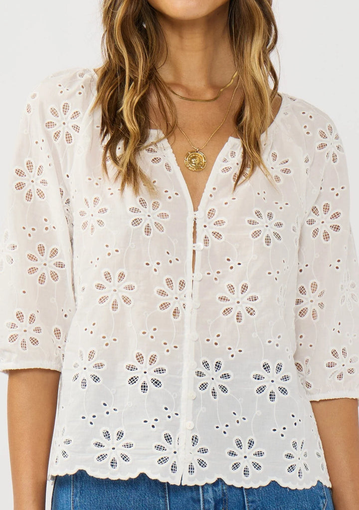 Lovestitch Nina Cotton Eyelet Top (White)