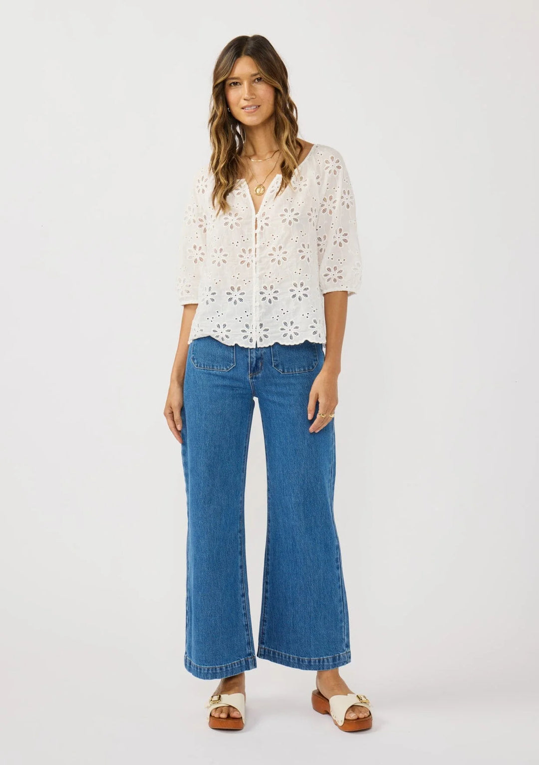 Lovestitch Nina Cotton Eyelet Top (White)