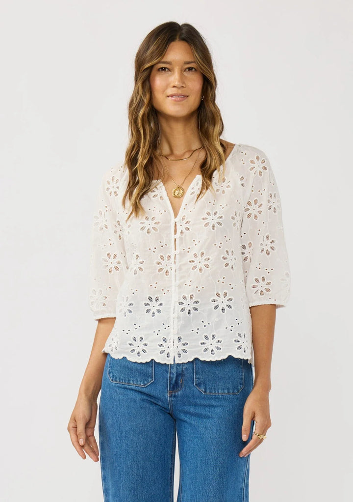 Lovestitch Nina Cotton Eyelet Top (White)