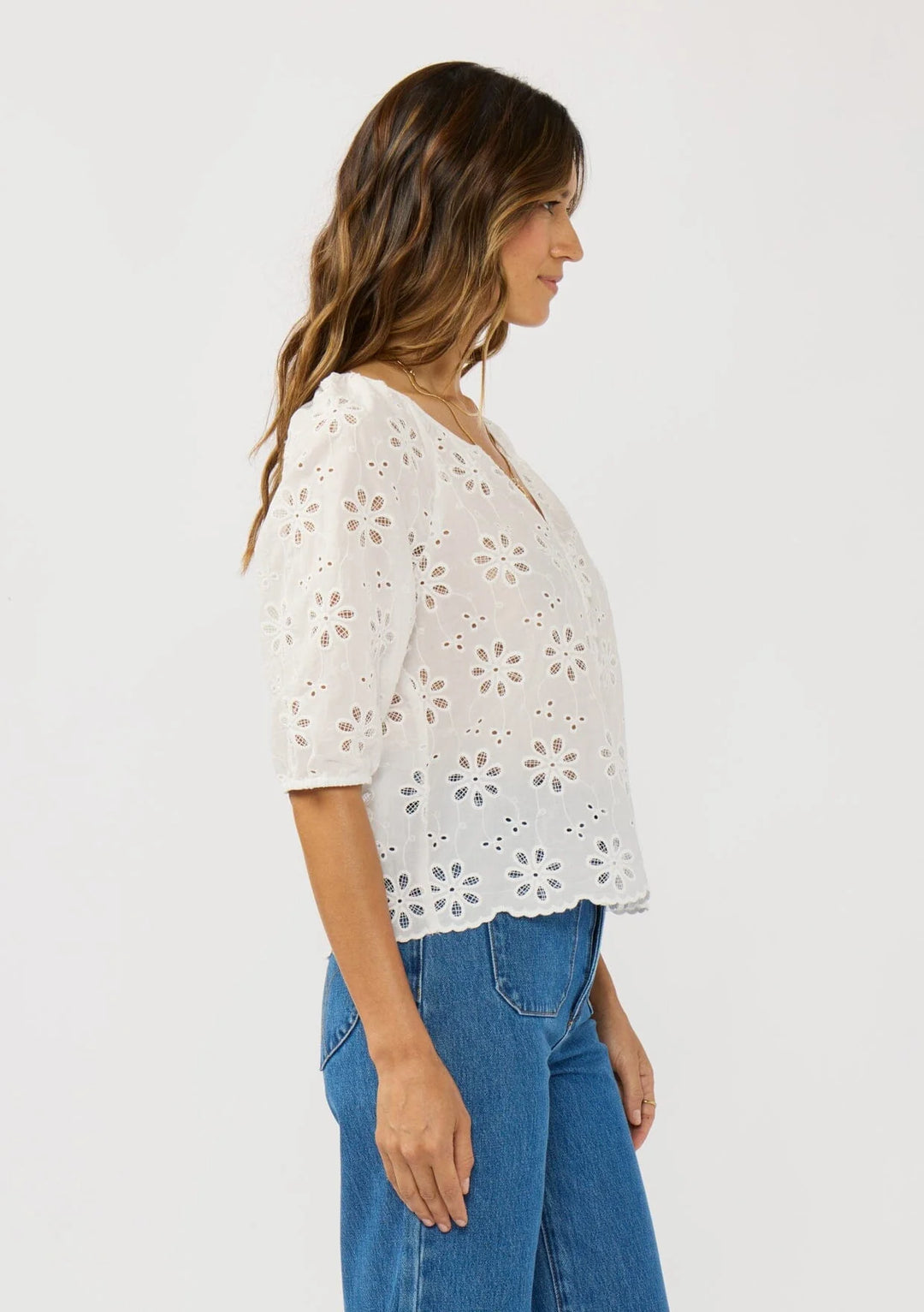 Lovestitch Nina Cotton Eyelet Top (White)