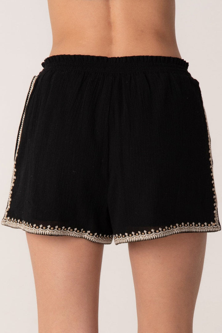 Lovestitch Cotton Embroidered Short (Black)