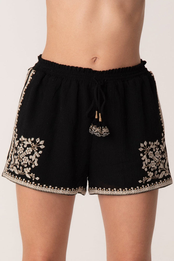 Lovestitch Cotton Embroidered Short (Black)