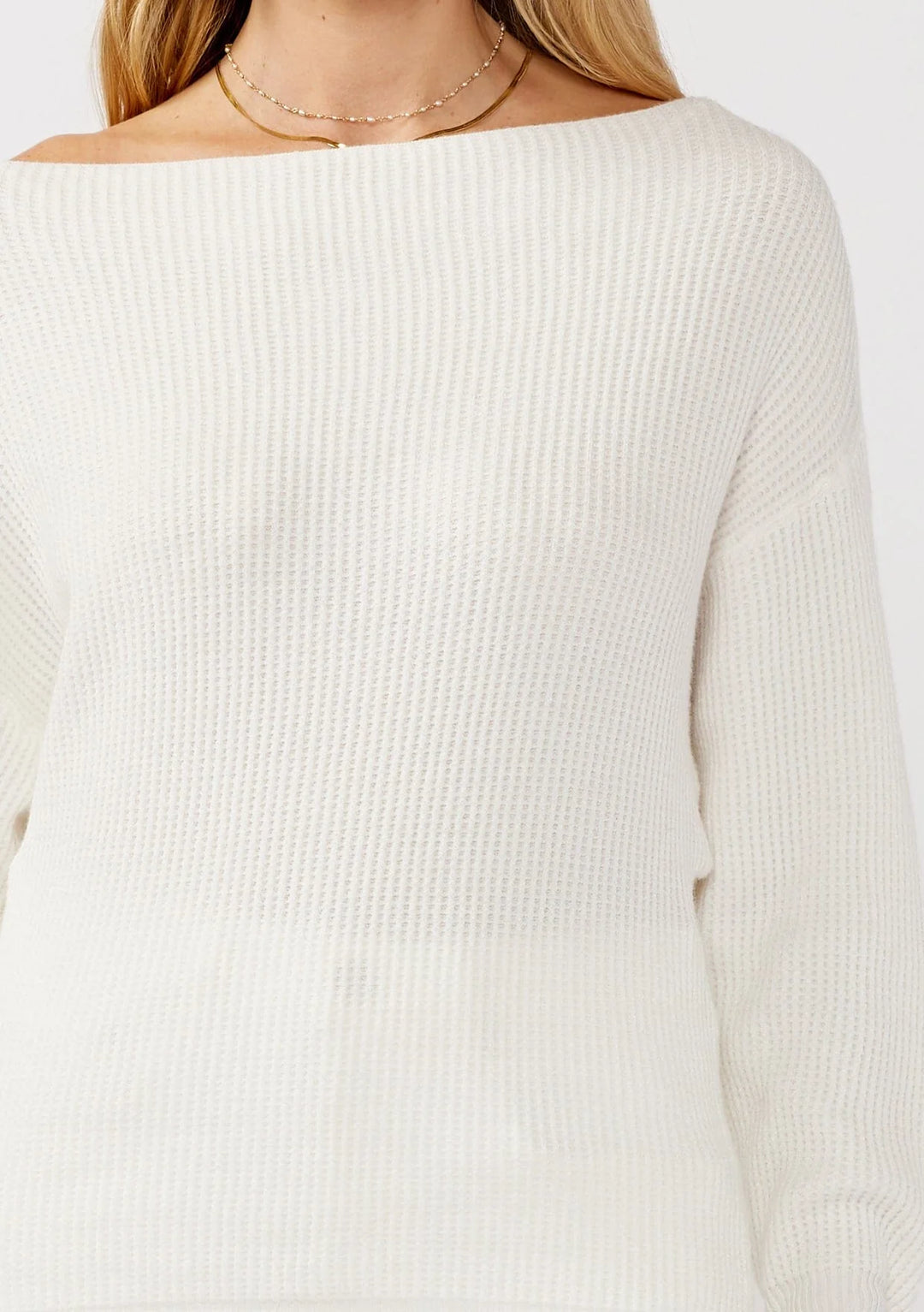Lovestitch Waffle Sweater (White)
