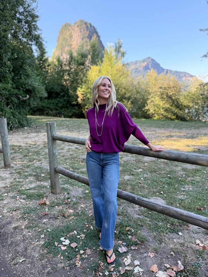 Jolie All Day Slouch Top (Deep Raspberry)