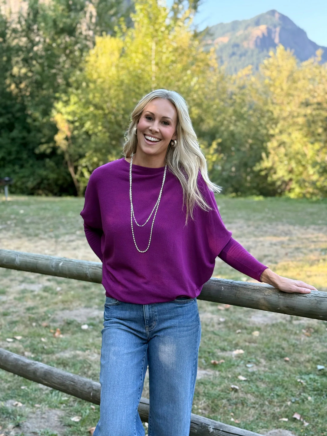Jolie All Day Slouch Top (Deep Raspberry)