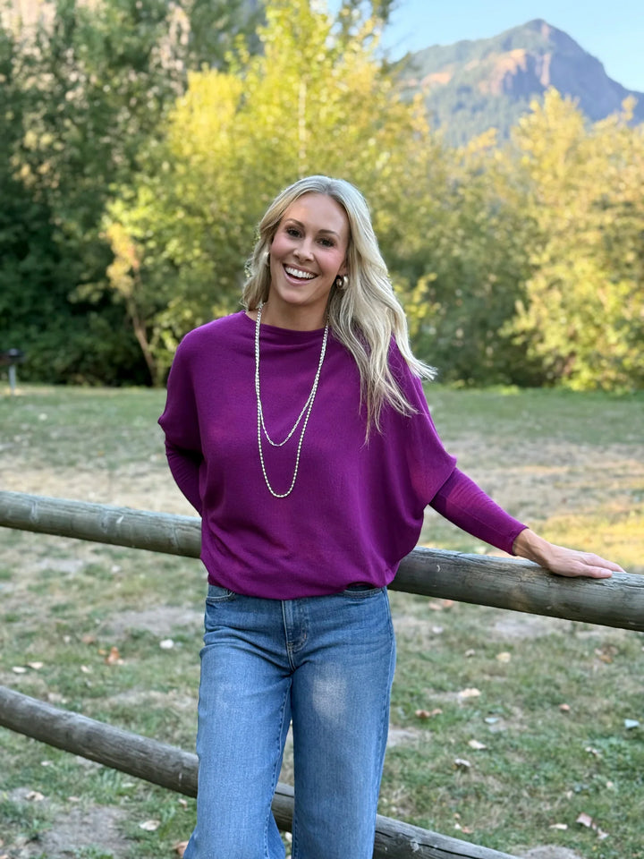 Jolie All Day Slouch Top (Deep Raspberry)