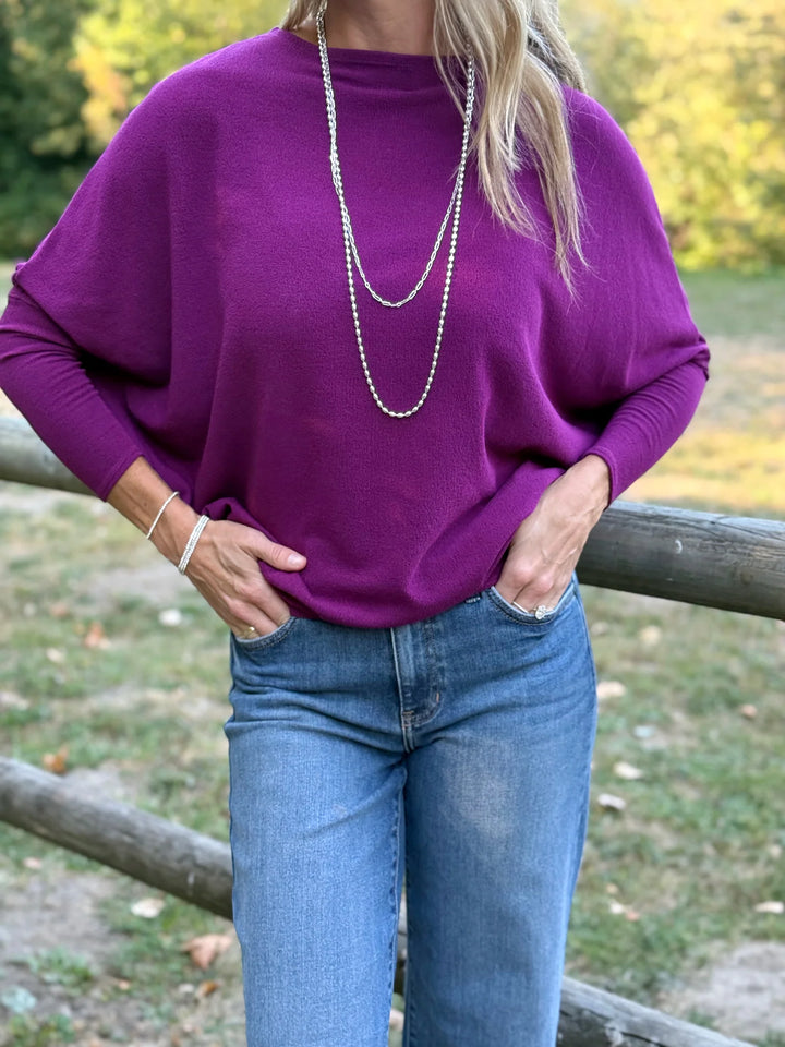 Jolie All Day Slouch Top (Deep Raspberry)