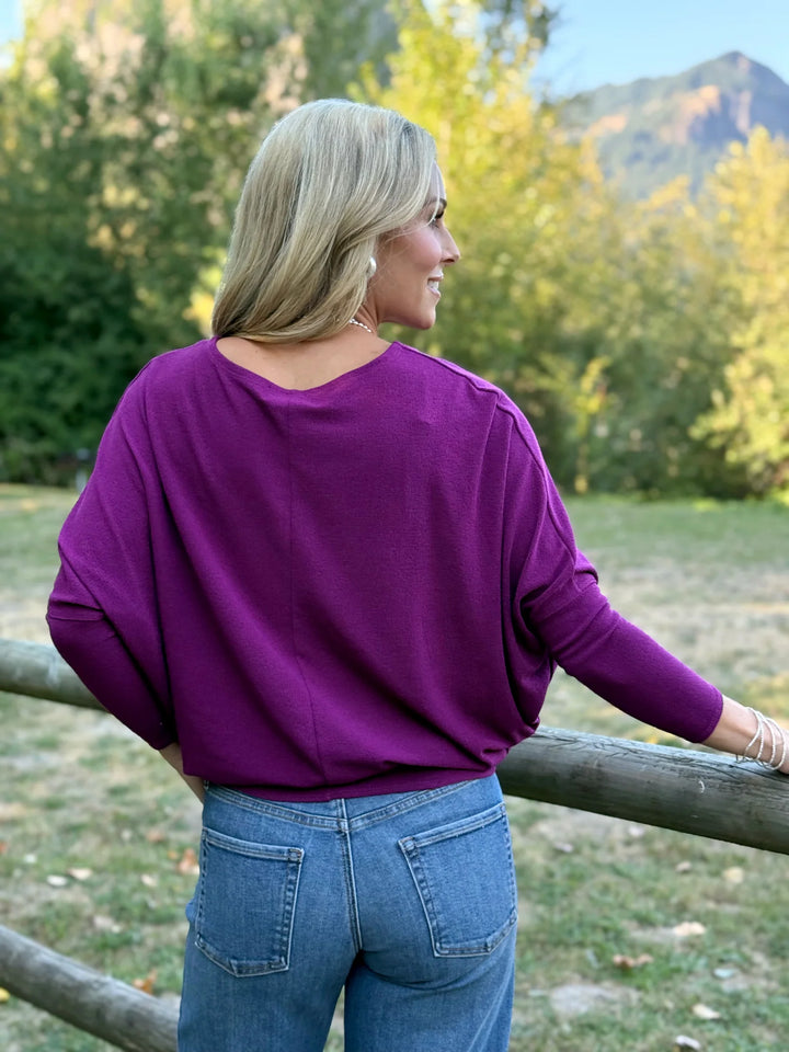 Jolie All Day Slouch Top (Deep Raspberry)