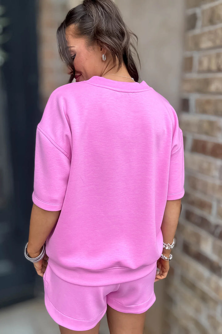 Zen Scuba Lounge Shorts Set (Candy Pink)