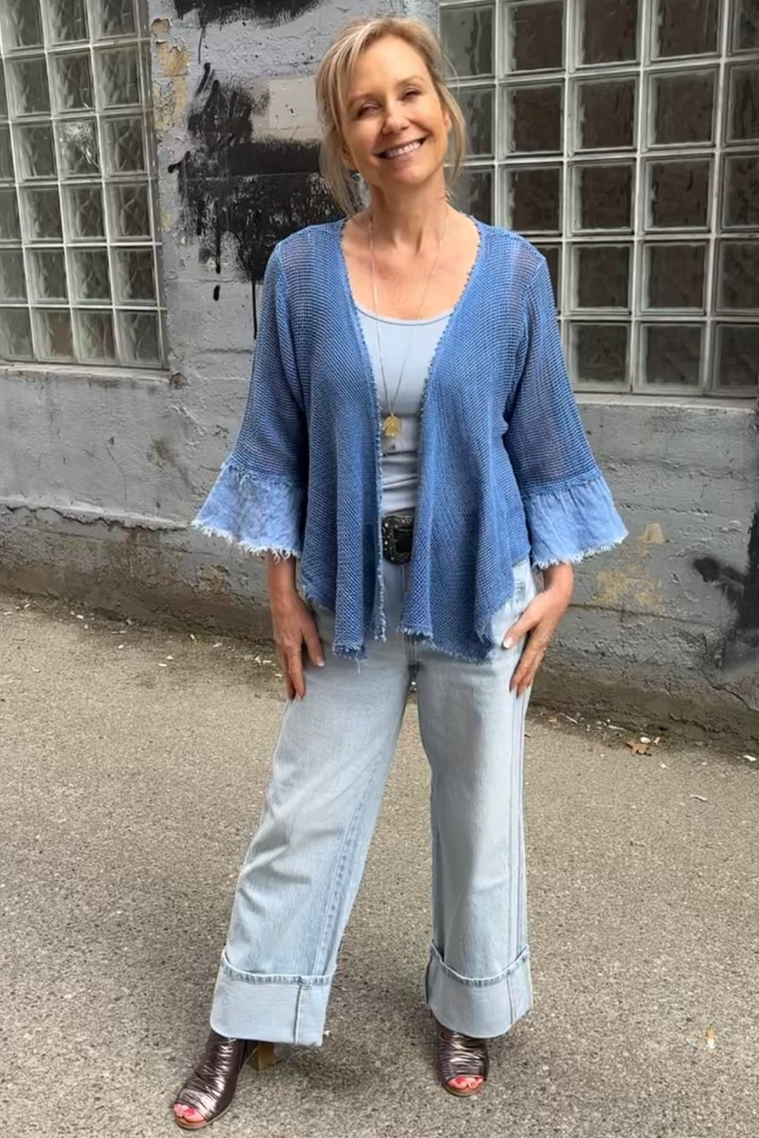 Meo Linen Maui Cardigan (Royal)
