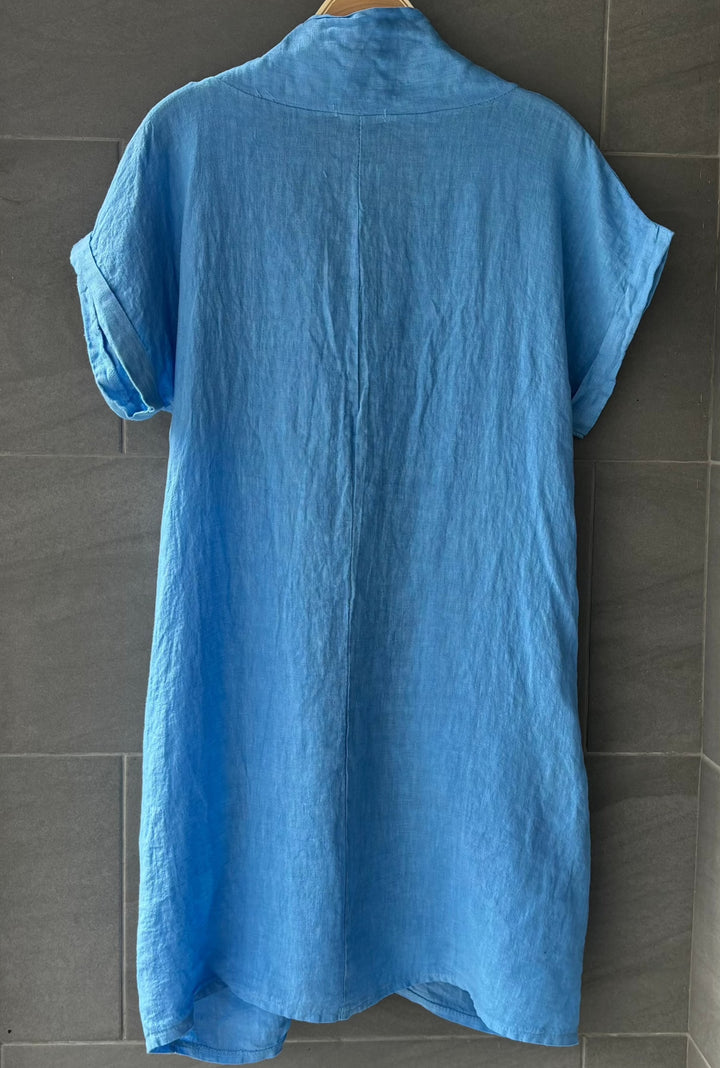 Meo Linen Pocket Dress (Azure Blue)