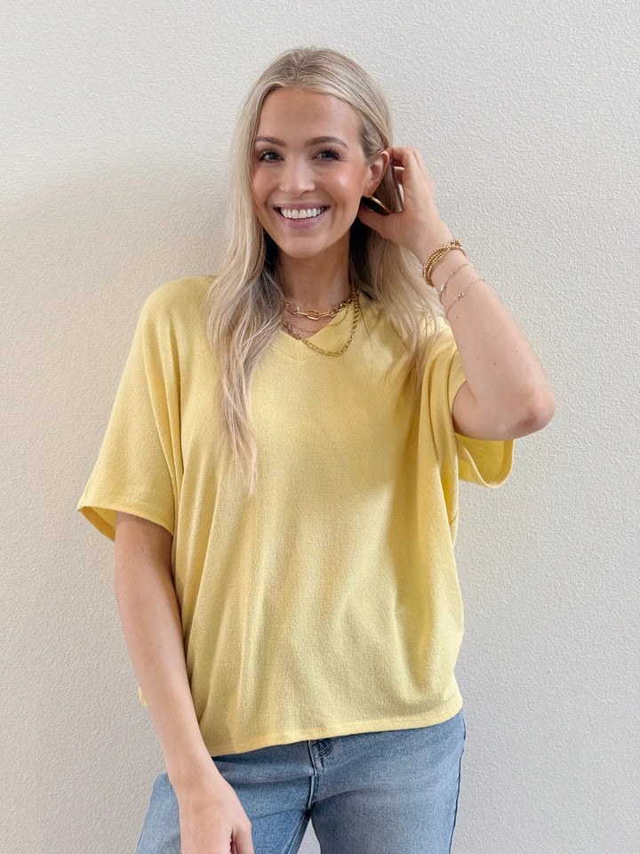 Jolie Slouchy Dolman Tee (Butter Yellow)