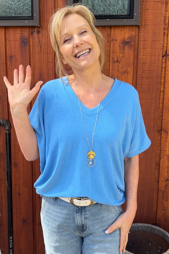 Jolie Slouchy Dolman Tee (Sky Blue)